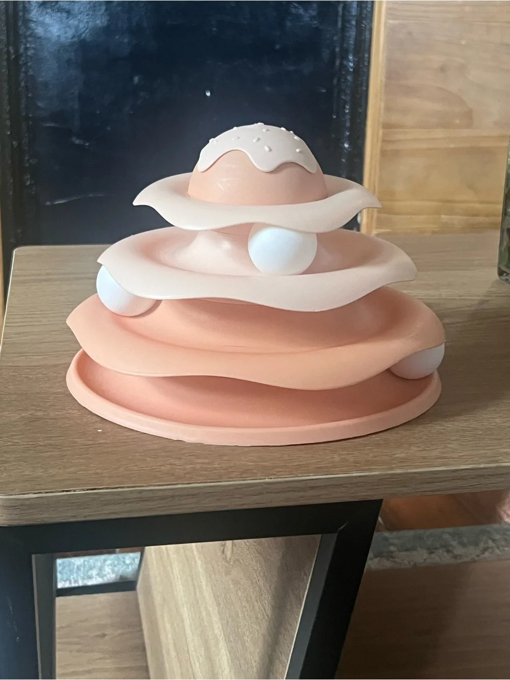 Stacking Cat Toy in Blush Peach and Cream